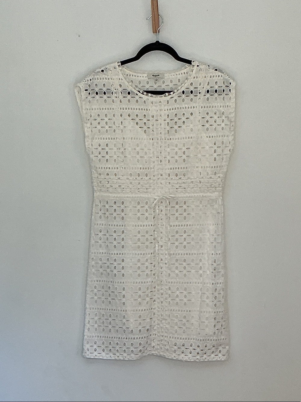 Madewell White Eyelet Drawstring Mini Dress